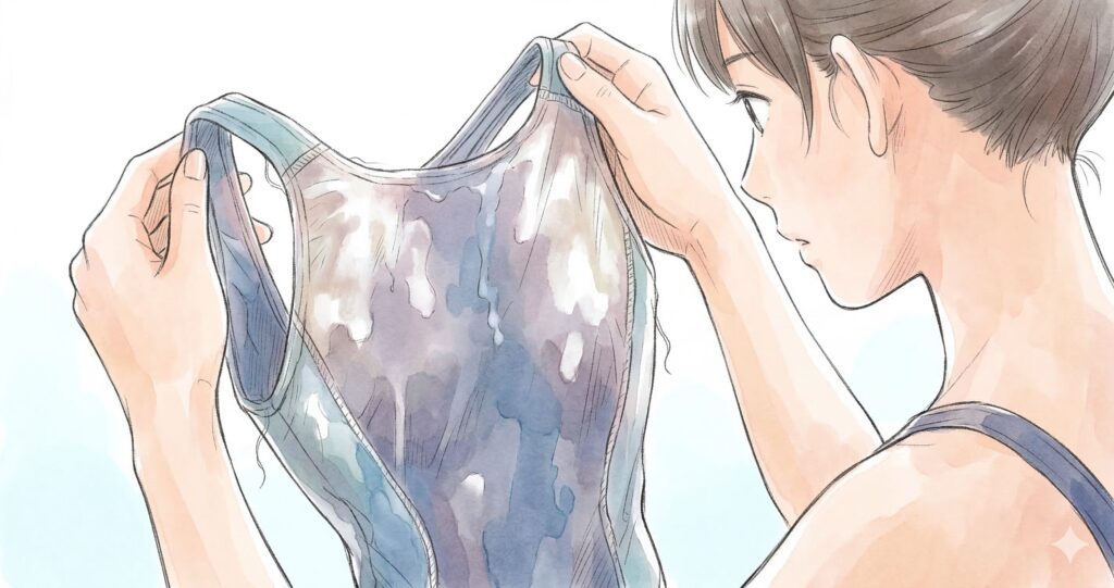 「性能低下のチェック：撥水性・フィット感・伸び・変色・破れ・縫い目のサイン」