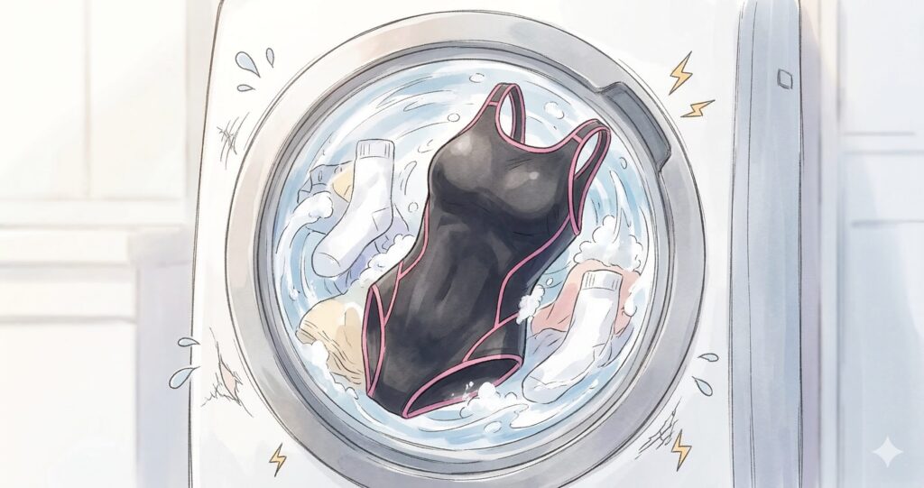 「競泳水着は洗濯機で洗える？寿命を縮めるNG行動と劣化のメカニズム」