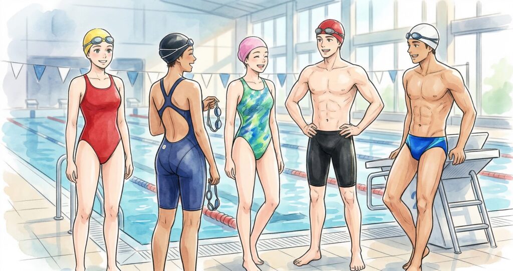 形状別に見る競泳水着の種類の英語名